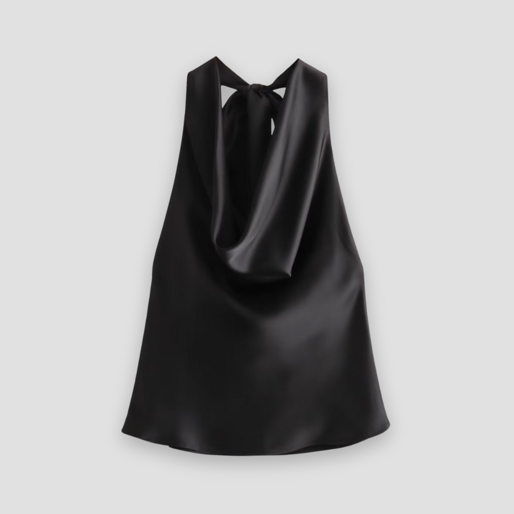 Women's Halter Neck Sleeveless Cowl Drape Back Tie