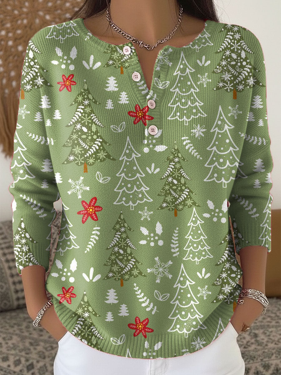 Women's Christmas Sweater Button Front - VibreMode