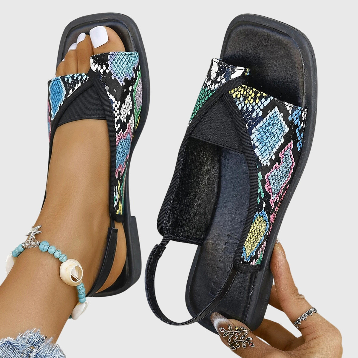 Stylish Block Heel Women's Slip On Sandals