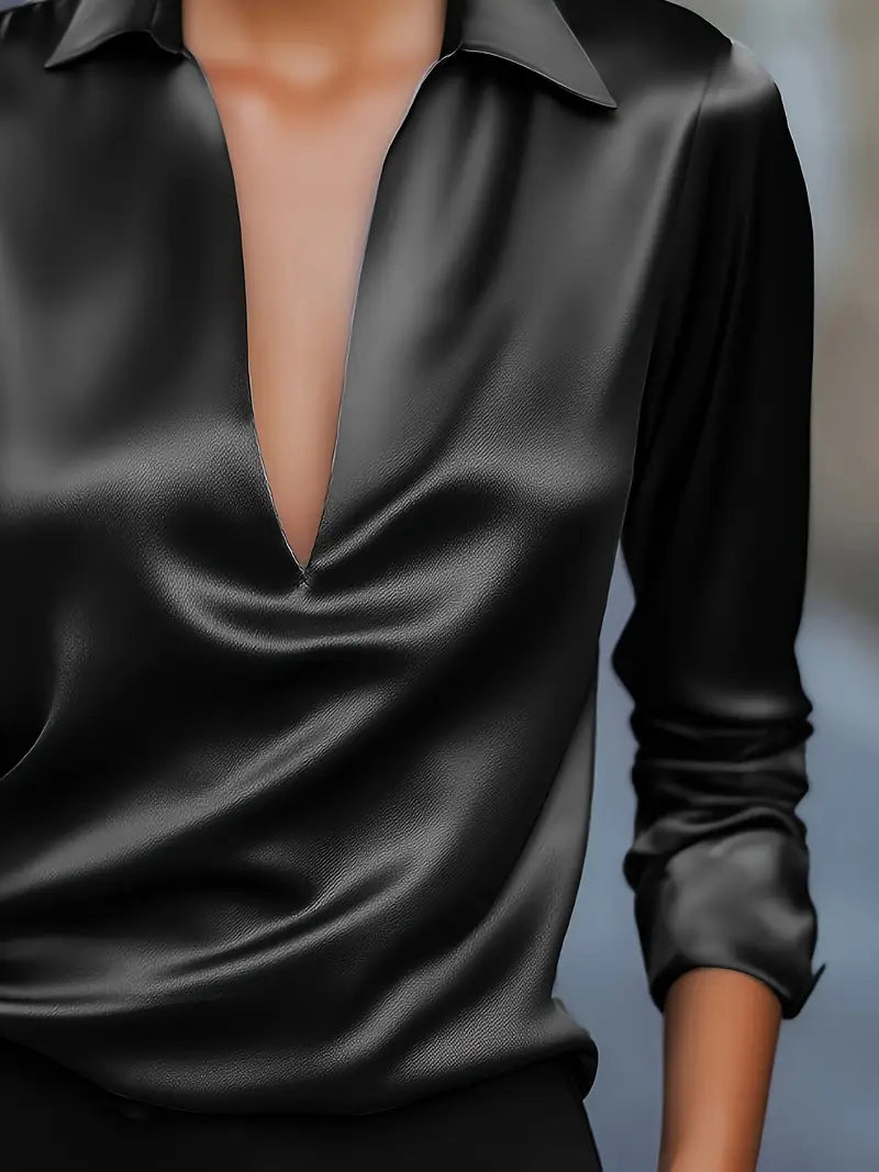 Women's Long Sleeve Blouse Draped Neck