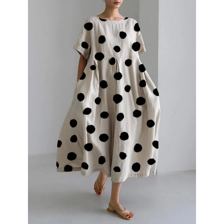 Valentina Women's Polka Dot Summer Dress Casual Long - VibreMode