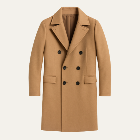 Norcia Men's Wool Double Breasted Trench Coat - VibreMode