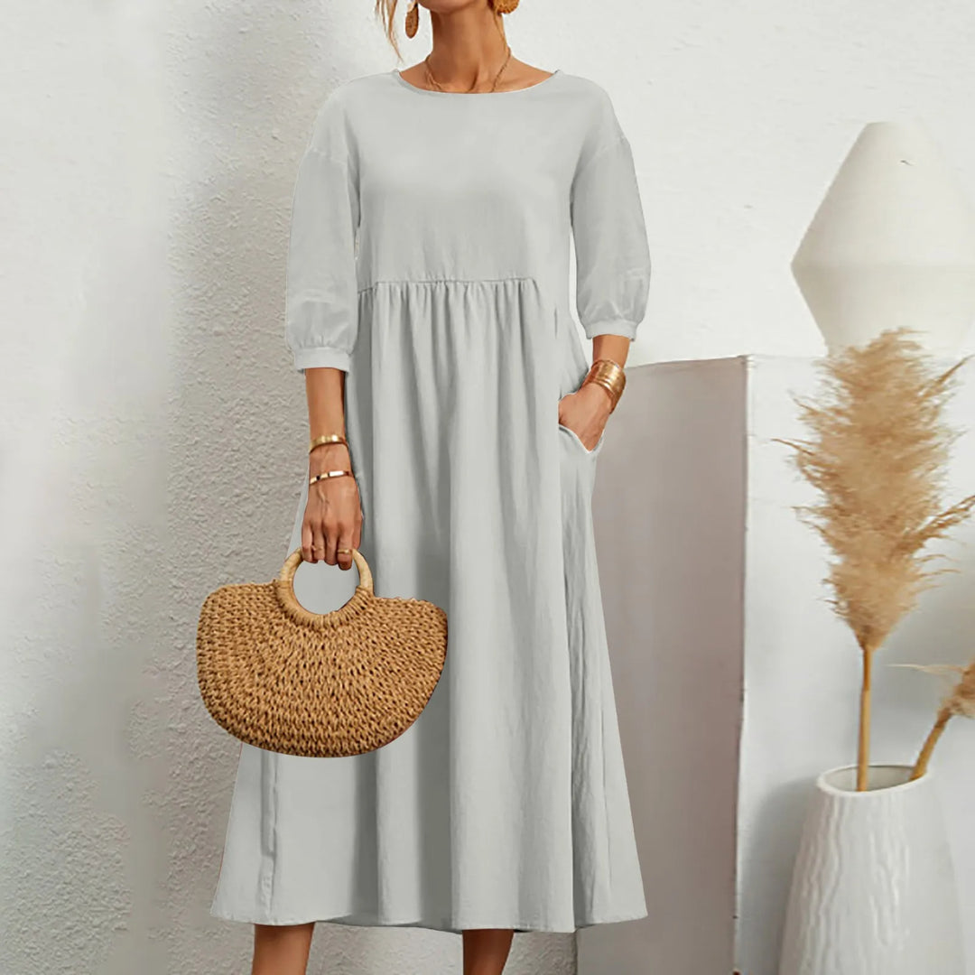 Women's Midi Patchwork Dress Casual Comfortable