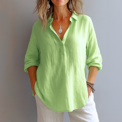 Women's Collared Long Sleeve Blouse