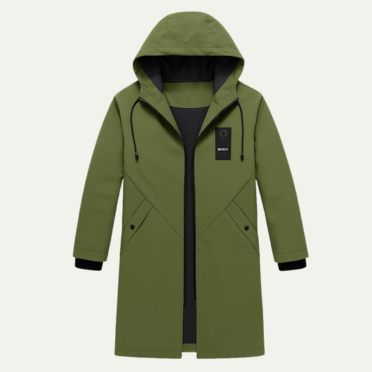 Waterproof Long Rain Jacket Windproof Hooded Coat - VibreMode