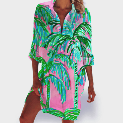 Women's Flowy Draped Summer Dress Colorful Casual