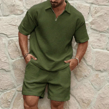 Men's Polo And Shorts Set Red