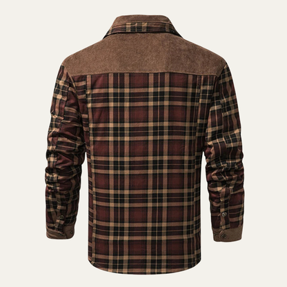 Men's Plaid Flannel Jacket Multi Pocket