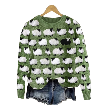 Women's Tree Pattern Knit Sweater Round Neck