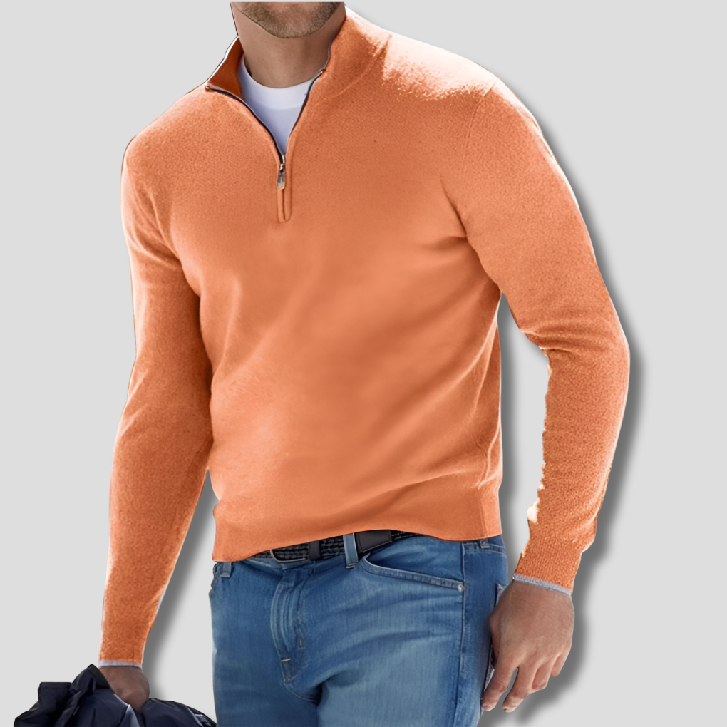 Men's Cotton Knit Zipper Pullover Sweater
