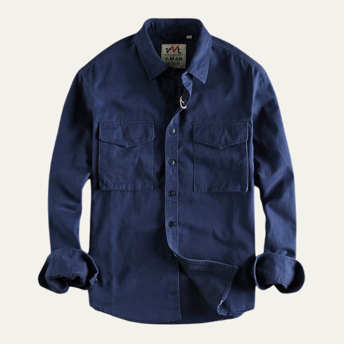 Men's Cotton Cargo Work Shirt Button Up With Pockets