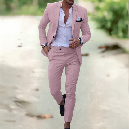 Men's Two Piece Suit Buttoned Jacket Pants