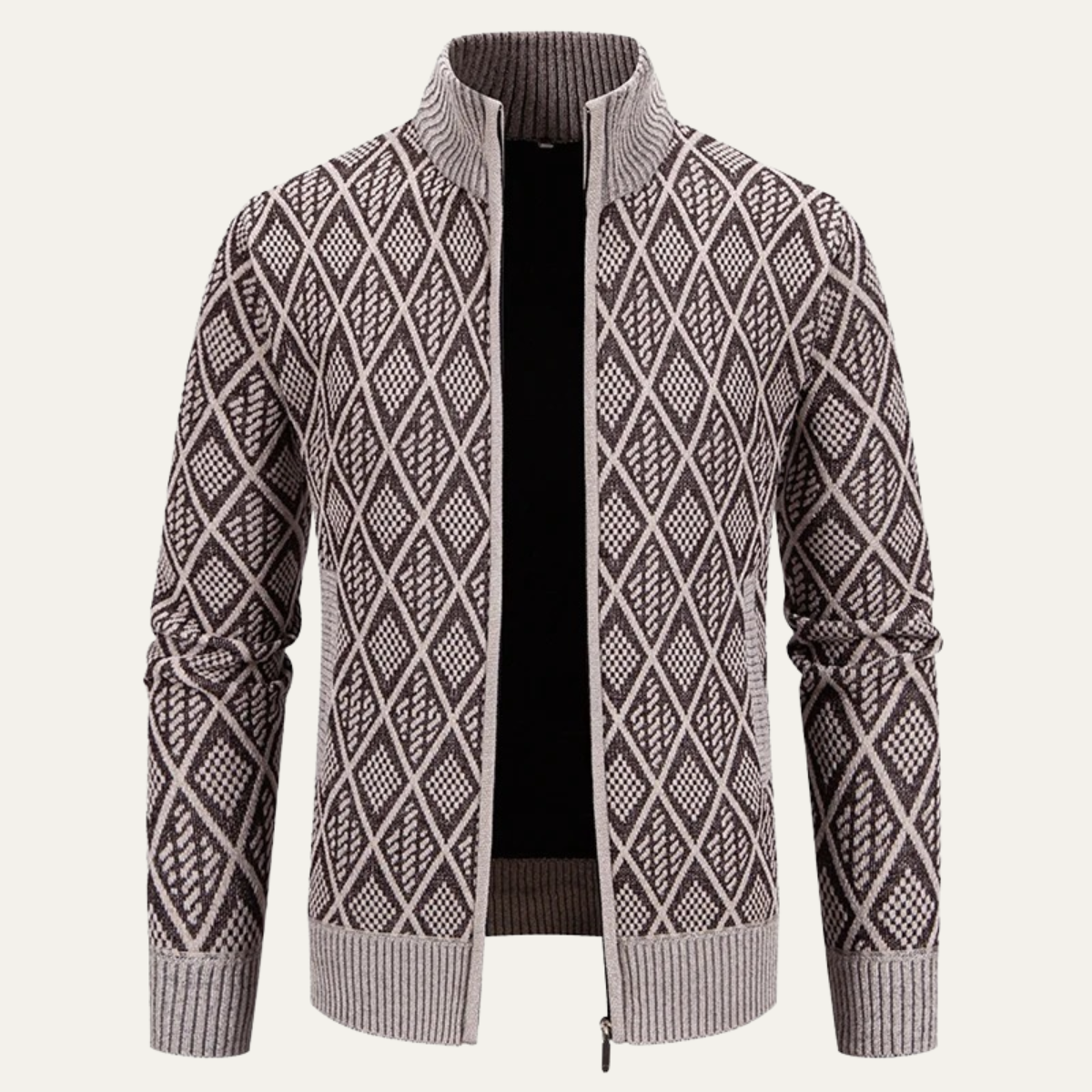 Men's Diamond Pattern Knit Jacket - VibreMode