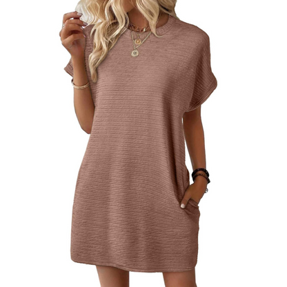 Bright Women's Casual Short Sleeve Mini Dress