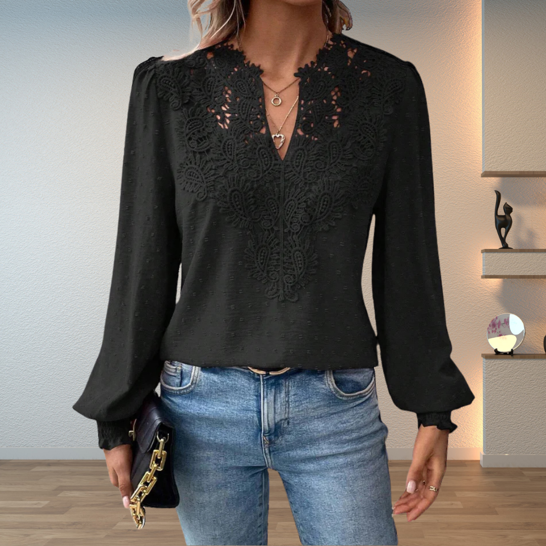 Women's Long Sleeve Embroidered Blouse