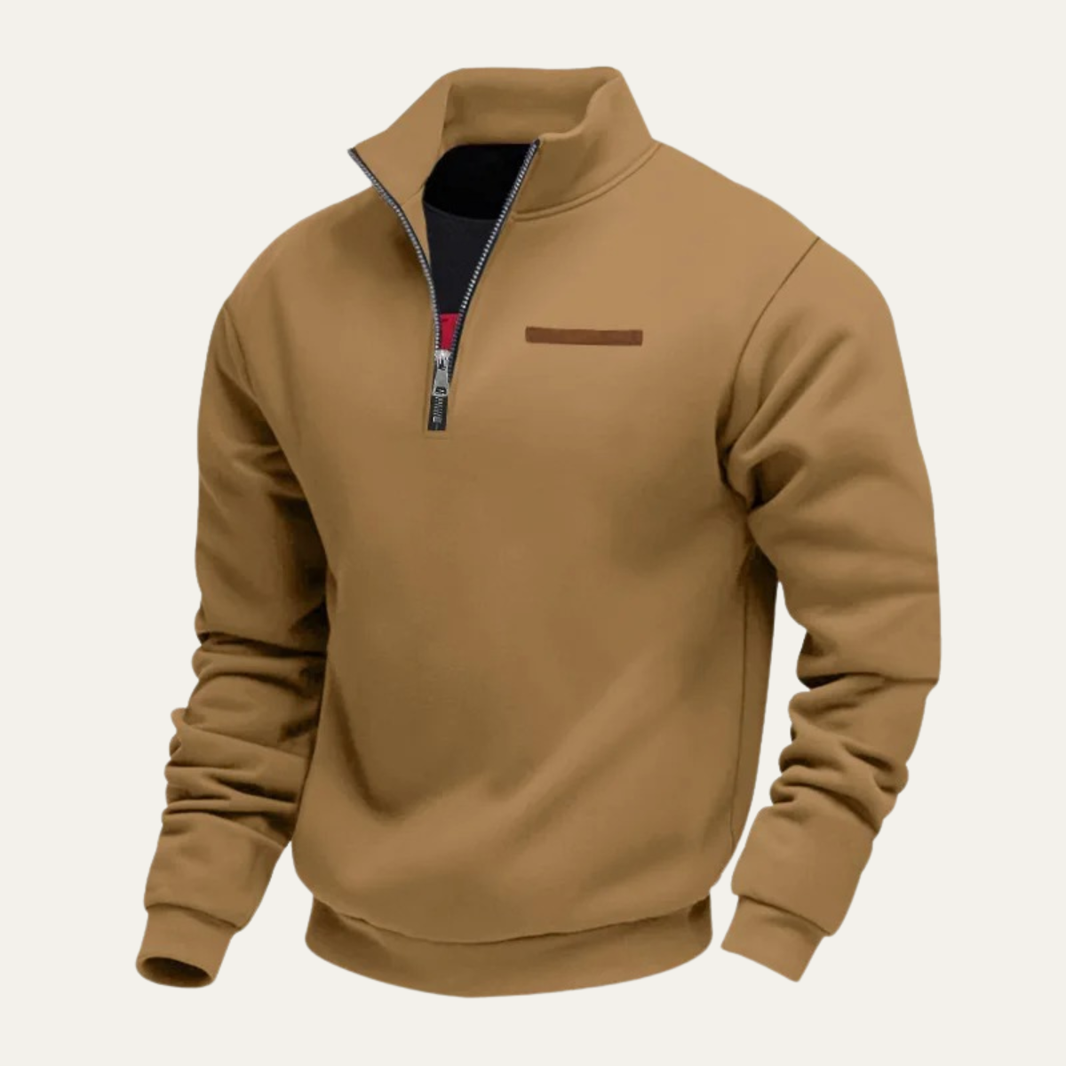 Men's Half Zip Sweater Warm Stand Collar Silver