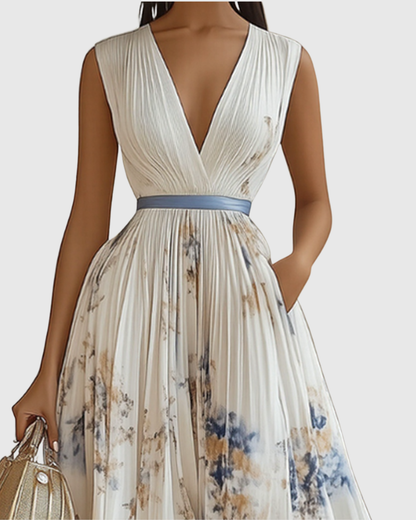 Women's Pleated Maxi Dress Elegant