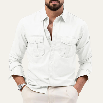 Men's Retro Button Up Shirt Solid