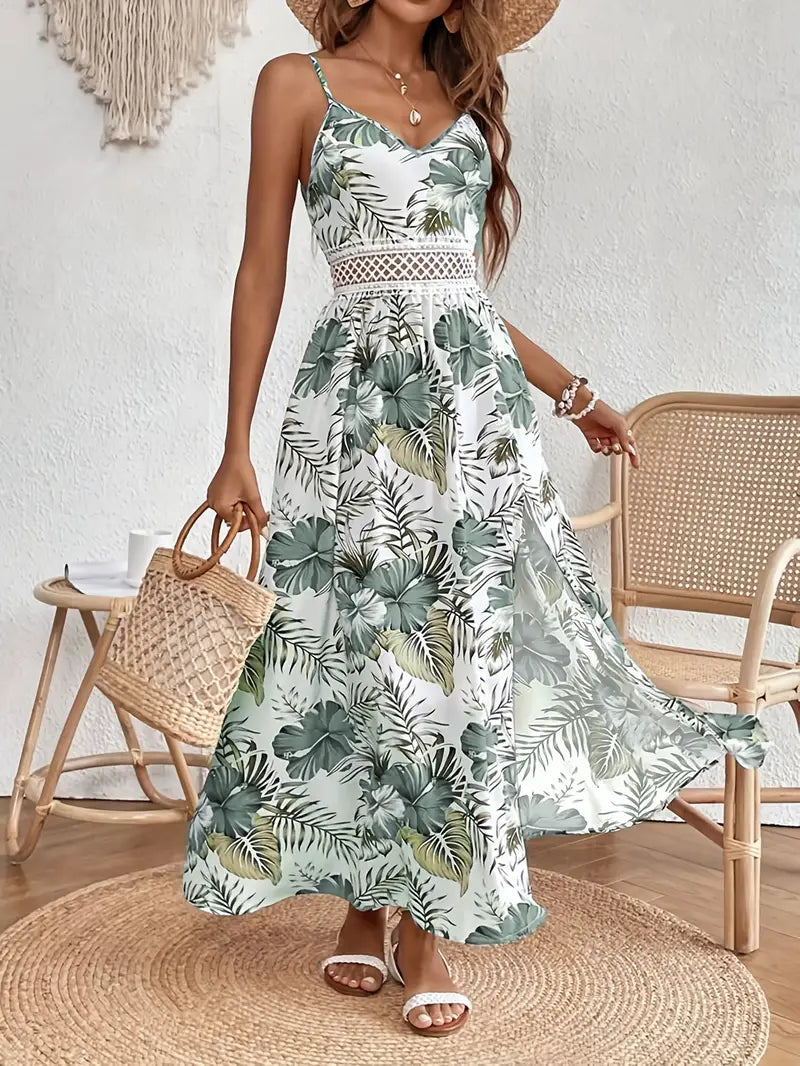 Beautiful Floral Midi Dress for Women Summer Guest - VibreMode