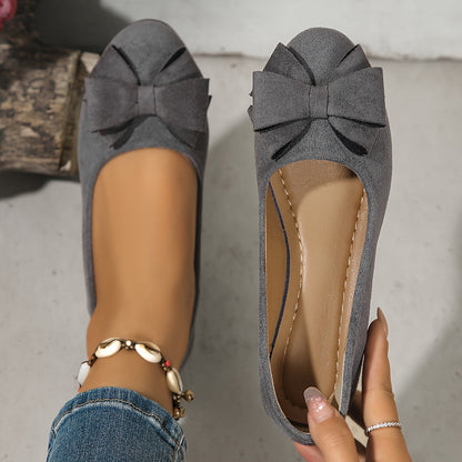 Bella Women's Ballet Flats Slip-On Round Toe Bow Detail