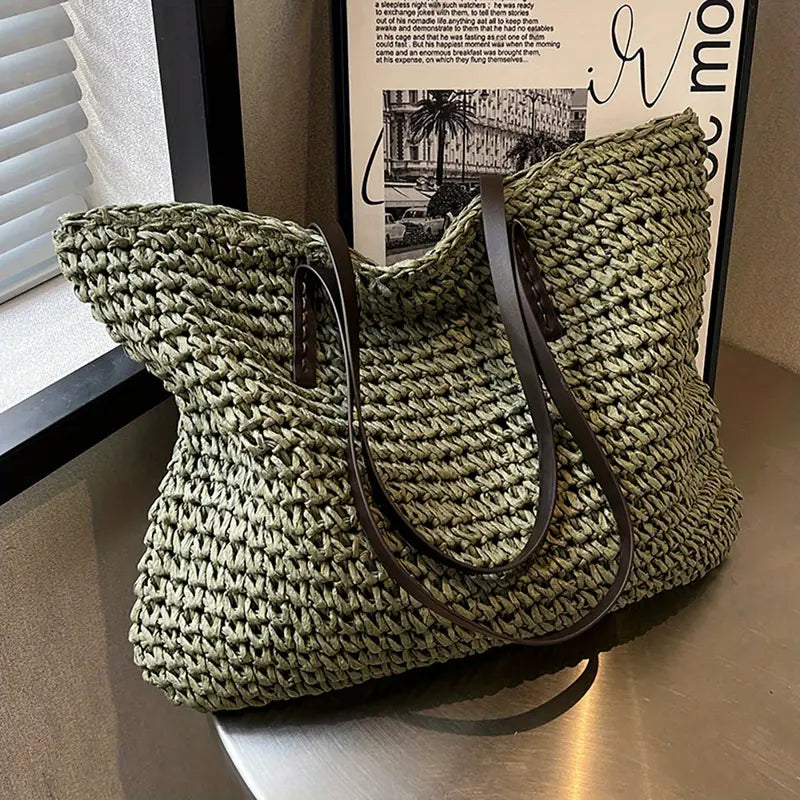 Alessia Women's Straw Beach Tote Bag Natural - VibreMode