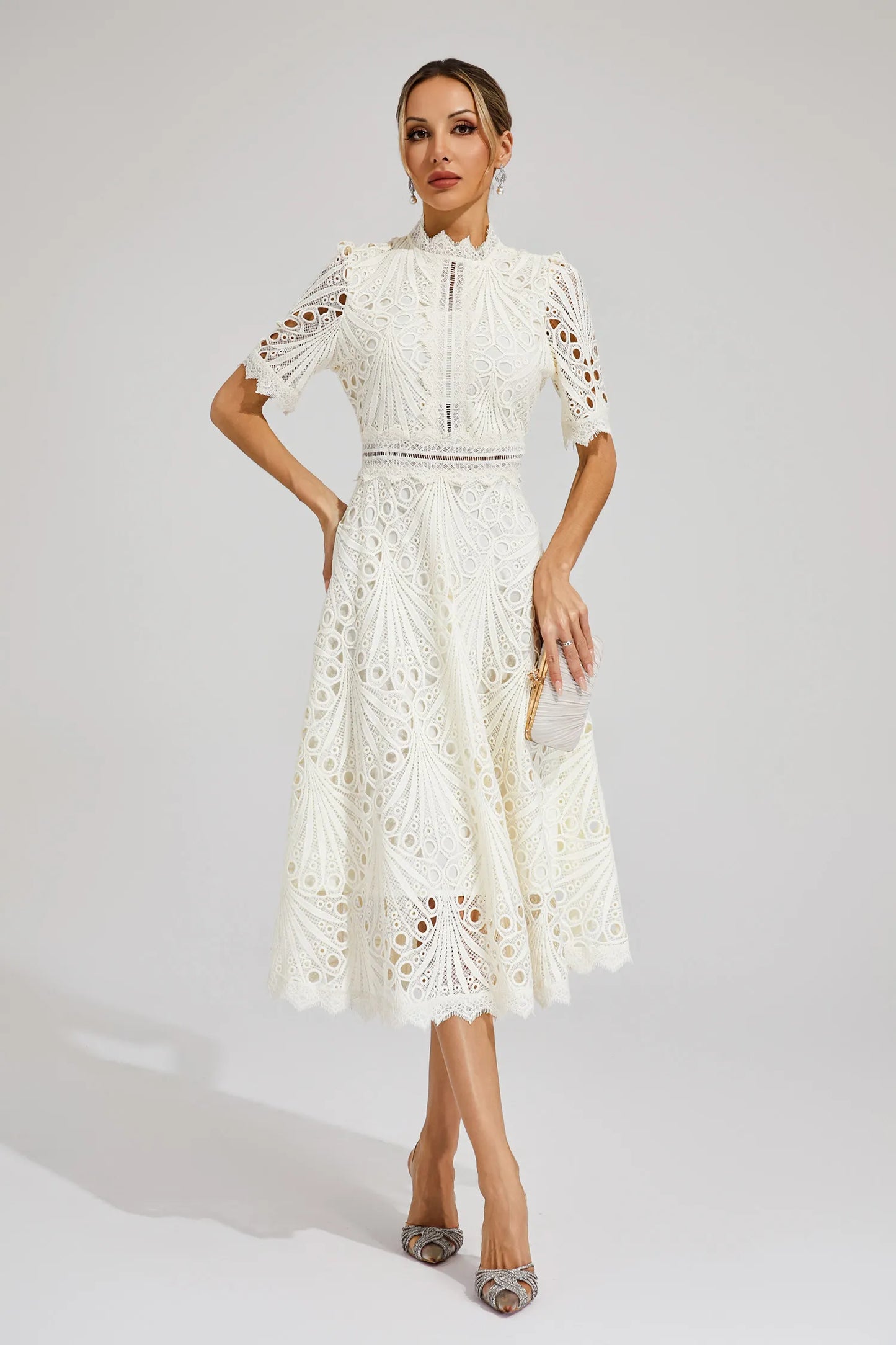 Women's Lace Midi Dress Elegant