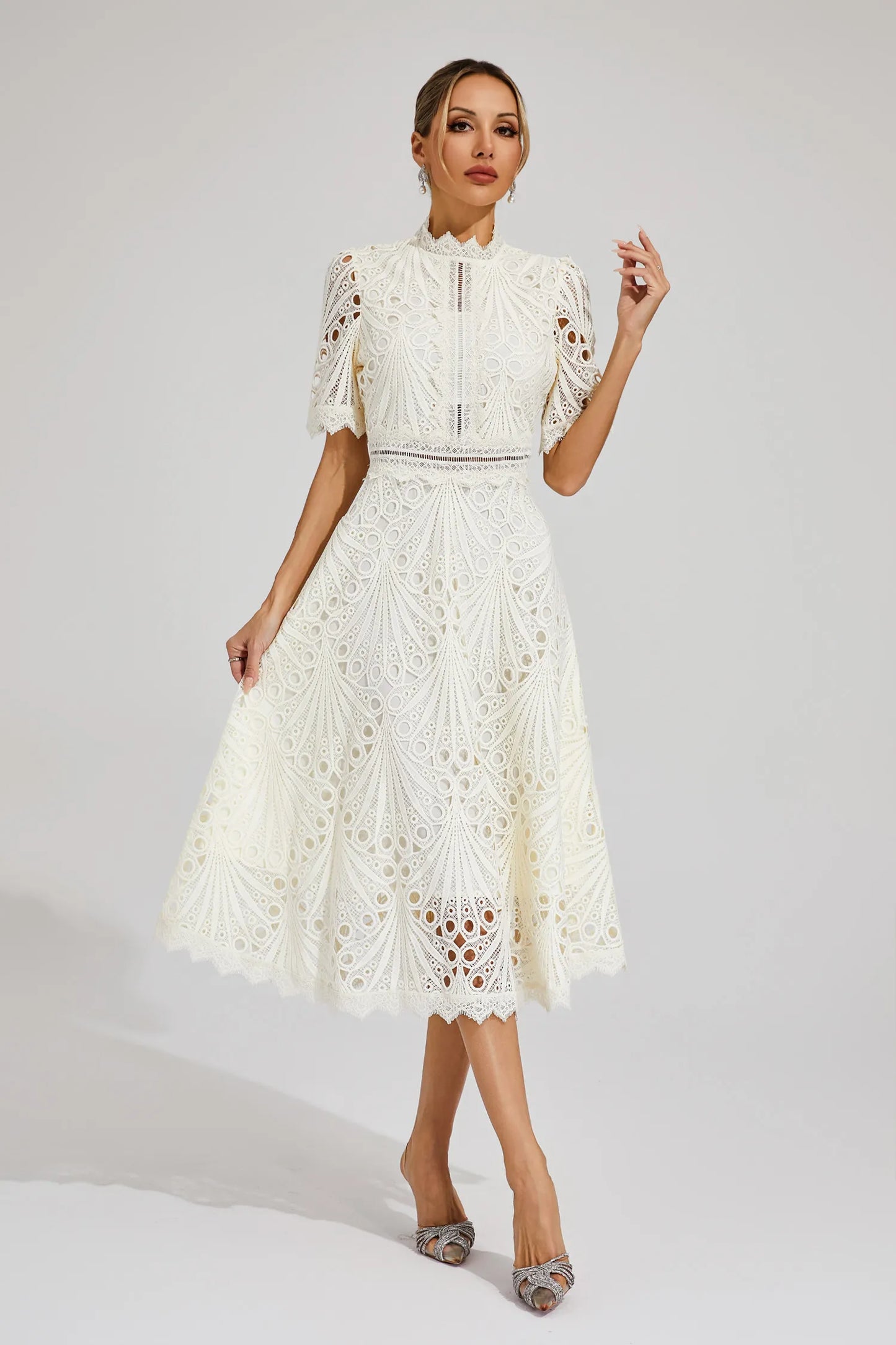 Women's Lace Midi Dress Elegant