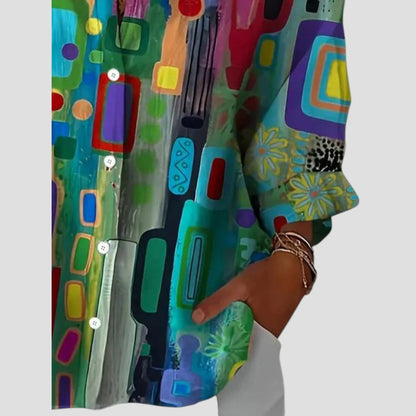 Elegant Women's Geometric Pattern Blouse