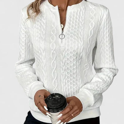Women's Cable Knit Sweater Zip Front