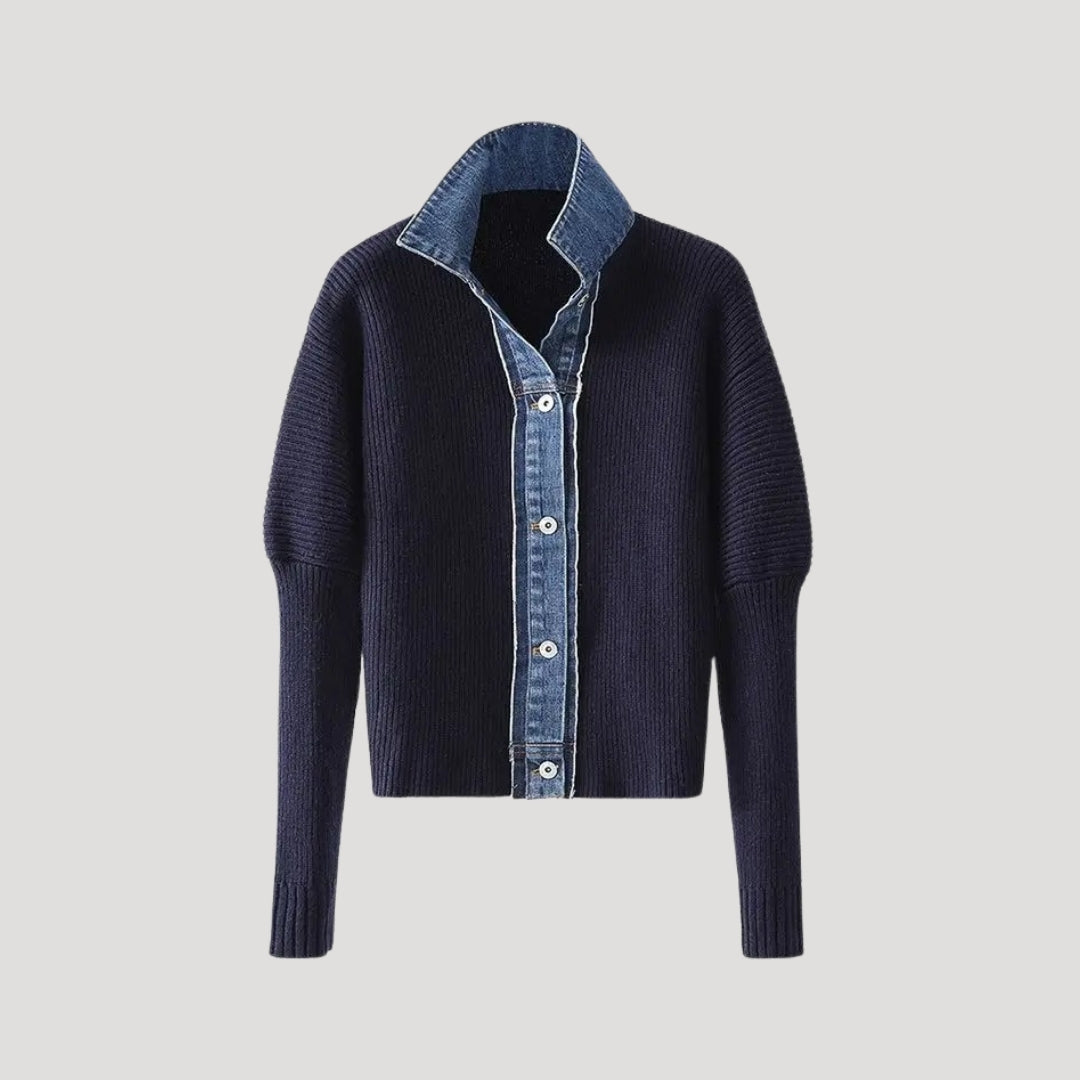 Women's Navy Cardigan Denim Finish - VibreMode