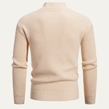 Men's Knitted Sweater Stand Collar Button Front