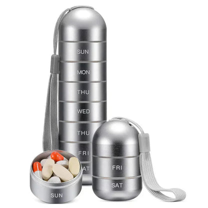 Aluminum Portable Pill Box 7 Day Organizer