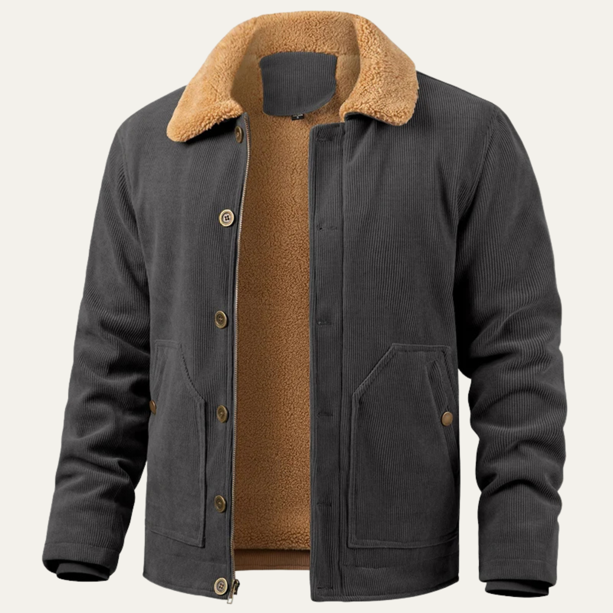 Men's Corduroy Sherpa Jacket Warm Winter Tan