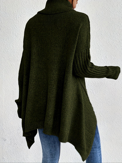 Women's Folded Turtleneck Sweater Loose Fit