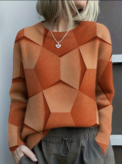 Women's Crewneck Sweater 3D Geometric Design - VibreMode