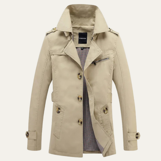 Men's Double Breasted Trench Coat Classic Wool - VibreMode