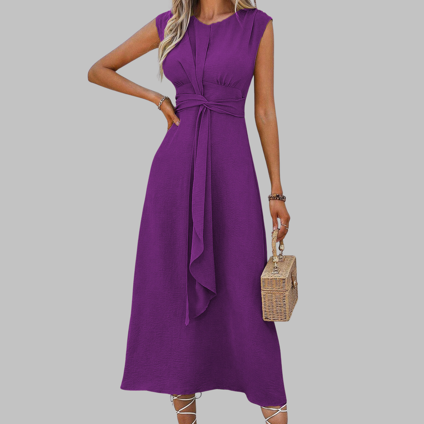 Elegant Women's Sleeveless Round Neck Maxi Dress