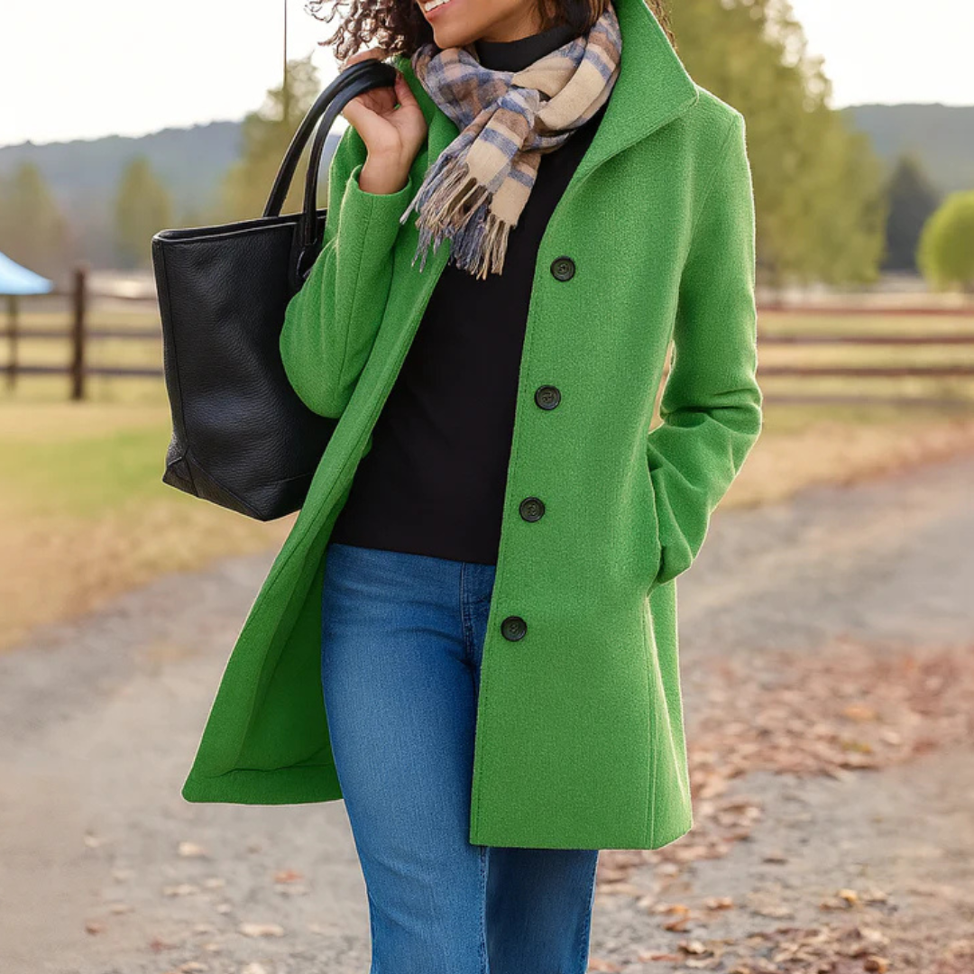 Warm Ladies Long Button Coat