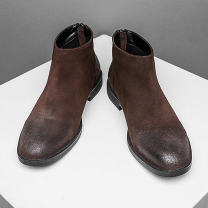 Vicenza Men's Suede Leather Ankle Boots Zip Up