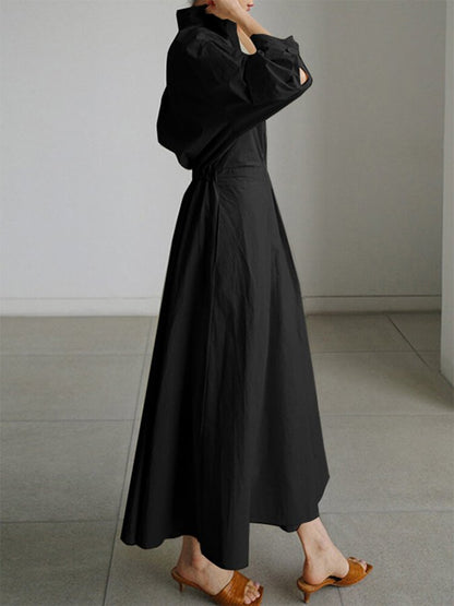 Women's Elegant Button Front Shirt Dress