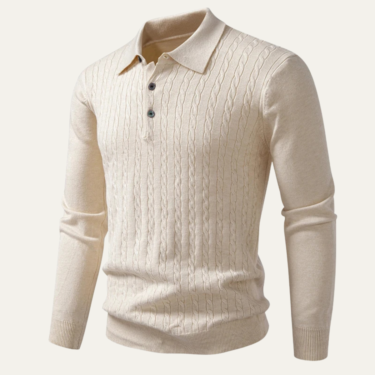 Men's Cotton Polo Sweater Soft Knit