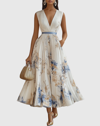 Women's Pleated Maxi Dress Elegant - VibreMode