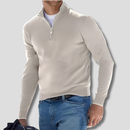 Men's Cotton Zipper Collar Pullover Sweater
