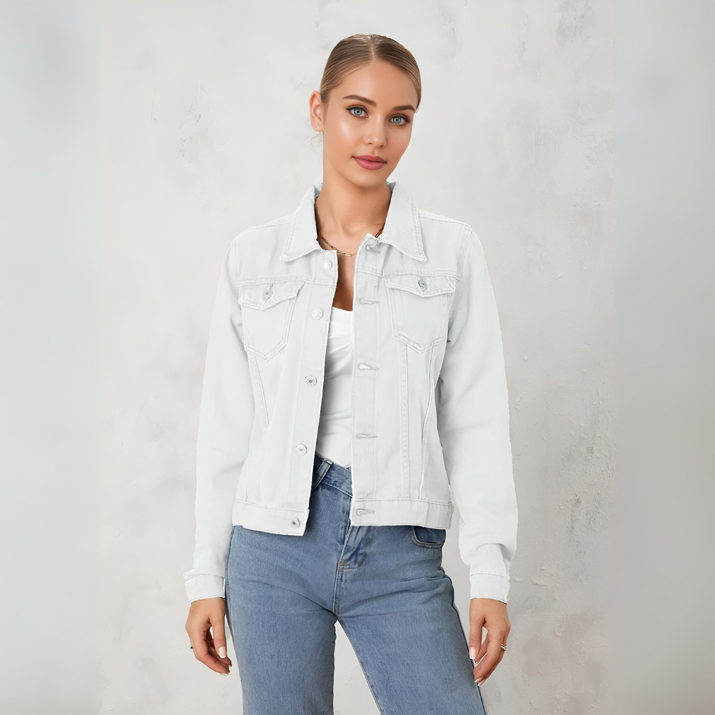 Women's Classic Denim Jacket Button Down Blue