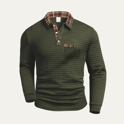 Men's Waffle Knit Polo Sweater