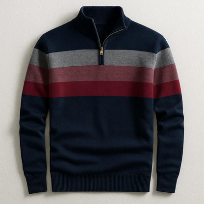 Men's Striped Zip Neck Sweater Pullover - VibreMode