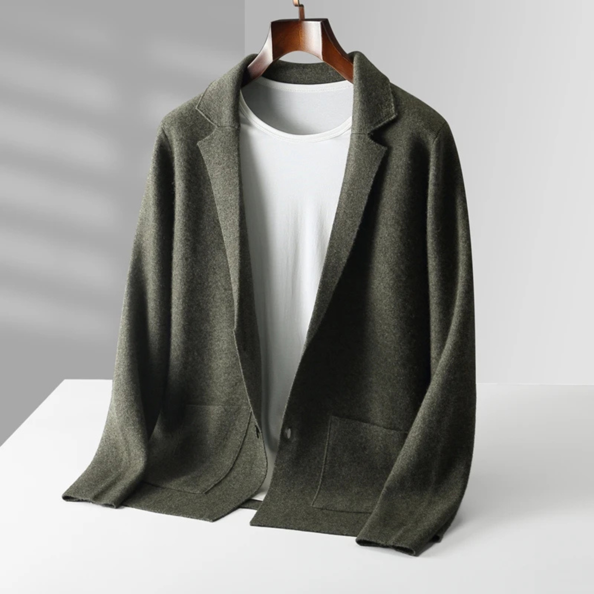 Men's Merino Wool Cardigan Soft Knit Grey