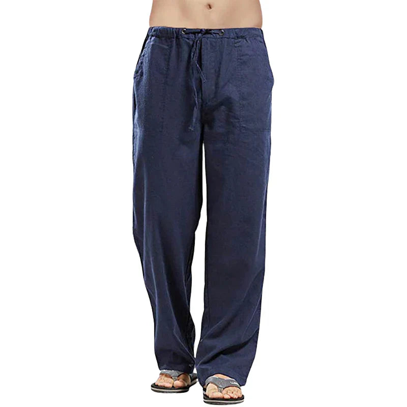 Men's Linen Pants Breathable Oversized Beige