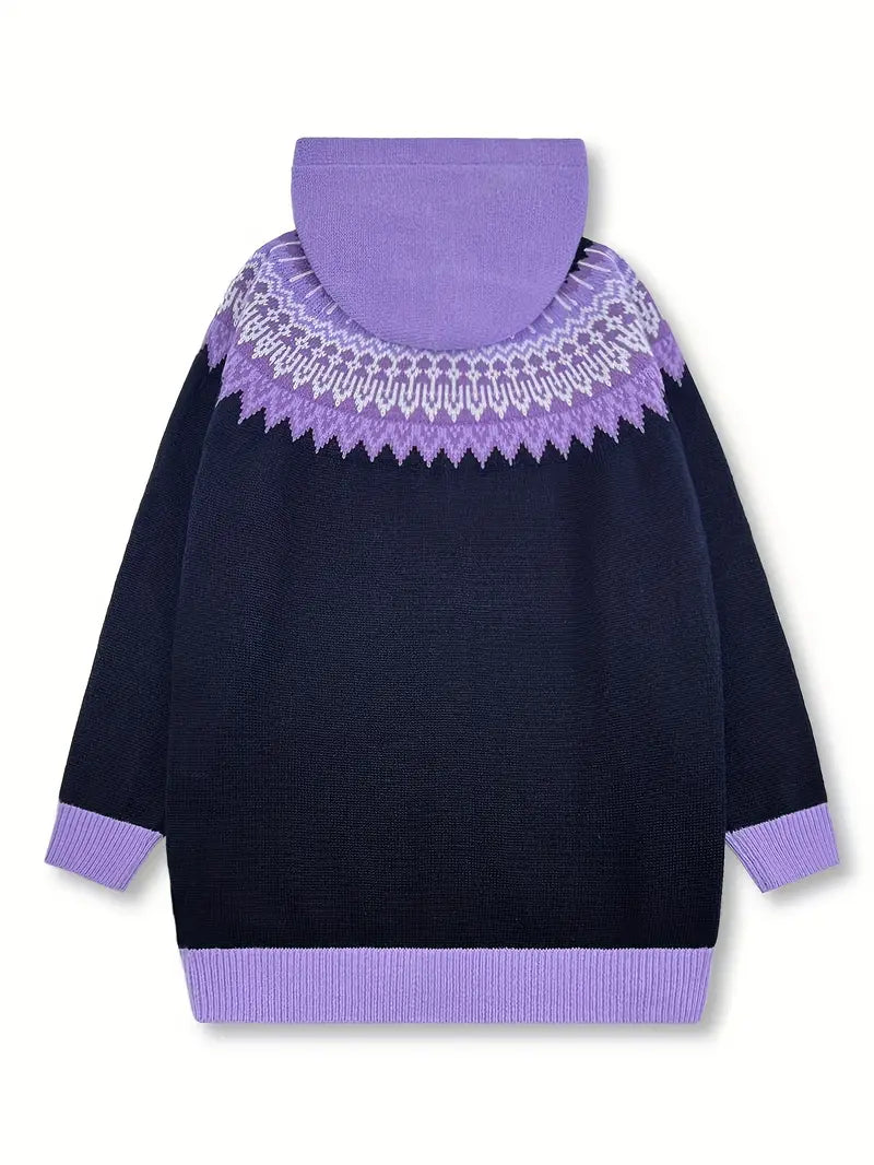 Women's Hooded Cardigan Knit Button Front