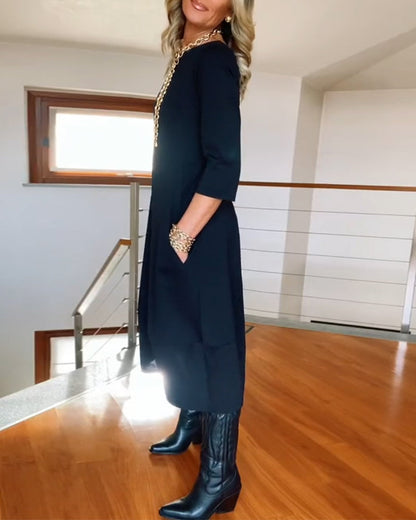 Women's Midi Dress Round Neck